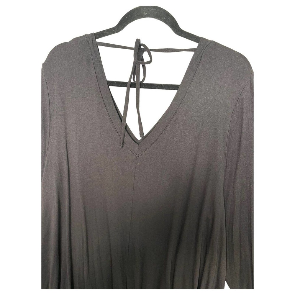 Lane Bryant Top Womens 22 24 V Neck Long Sleeve Cinched Bottom Tie Back Black - Picture 11 of 12
